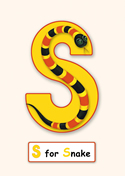 S for Snake. Play Card by Irina Stetsenko.